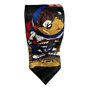 Looney Tunes Mania Taz The Astronaut On The Moon American Flag Tie